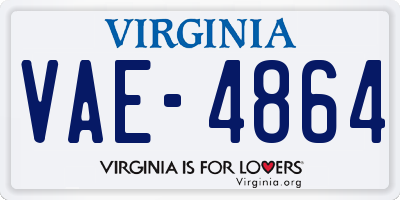 VA license plate VAE4864