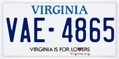 VA license plate VAE4865