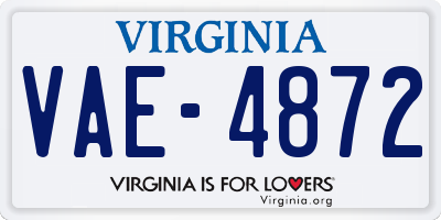 VA license plate VAE4872