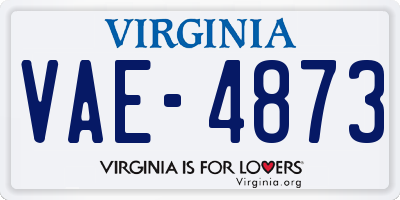 VA license plate VAE4873