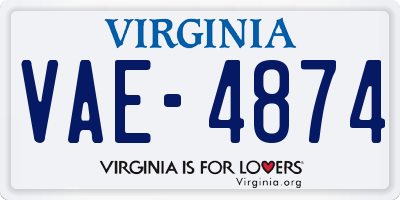 VA license plate VAE4874