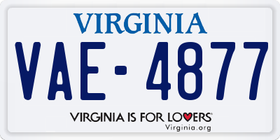 VA license plate VAE4877