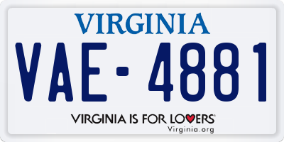 VA license plate VAE4881