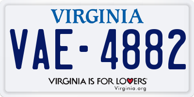VA license plate VAE4882