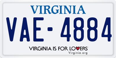 VA license plate VAE4884
