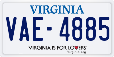 VA license plate VAE4885