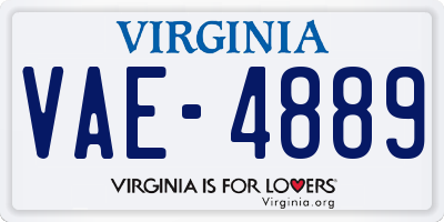 VA license plate VAE4889