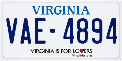 VA license plate VAE4894