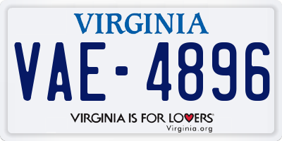 VA license plate VAE4896
