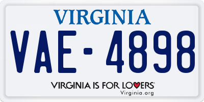 VA license plate VAE4898