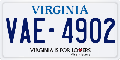 VA license plate VAE4902