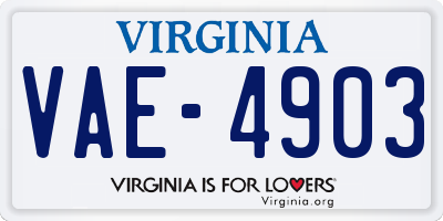VA license plate VAE4903