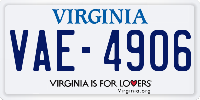 VA license plate VAE4906