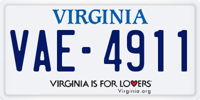 VA license plate VAE4911