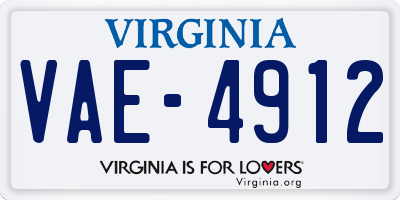 VA license plate VAE4912
