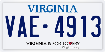 VA license plate VAE4913