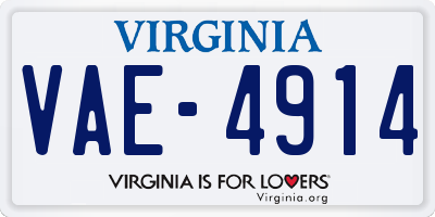 VA license plate VAE4914