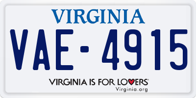 VA license plate VAE4915