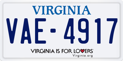 VA license plate VAE4917
