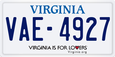 VA license plate VAE4927