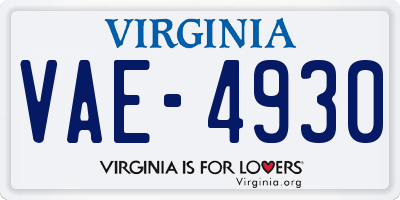 VA license plate VAE4930