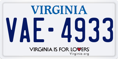 VA license plate VAE4933