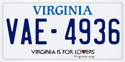 VA license plate VAE4936