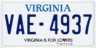 VA license plate VAE4937