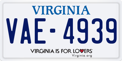 VA license plate VAE4939