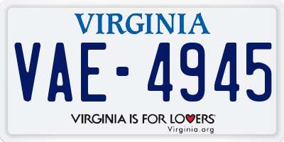 VA license plate VAE4945