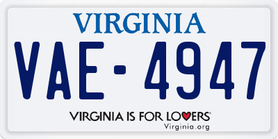 VA license plate VAE4947