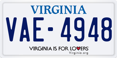 VA license plate VAE4948