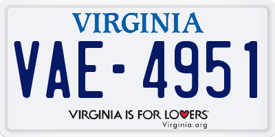 VA license plate VAE4951