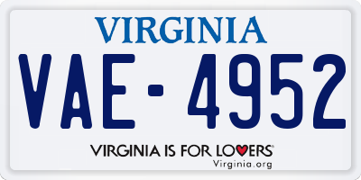 VA license plate VAE4952