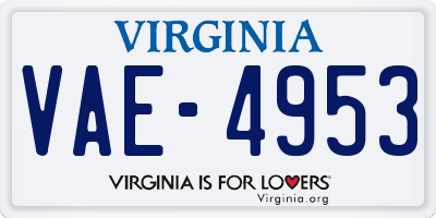 VA license plate VAE4953