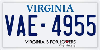 VA license plate VAE4955