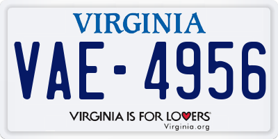 VA license plate VAE4956