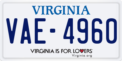 VA license plate VAE4960