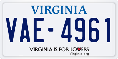 VA license plate VAE4961