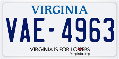 VA license plate VAE4963