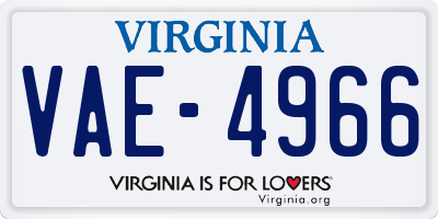 VA license plate VAE4966