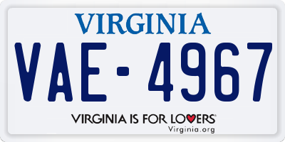 VA license plate VAE4967