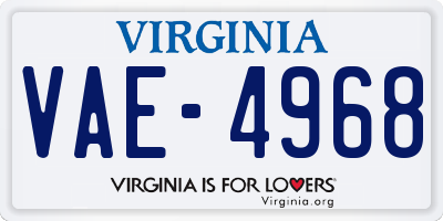 VA license plate VAE4968