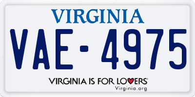 VA license plate VAE4975