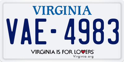VA license plate VAE4983