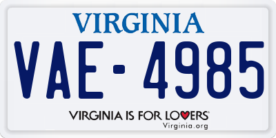 VA license plate VAE4985