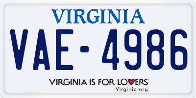 VA license plate VAE4986