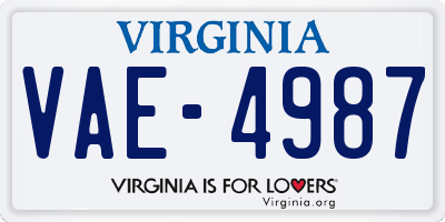 VA license plate VAE4987