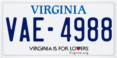VA license plate VAE4988