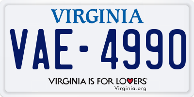 VA license plate VAE4990